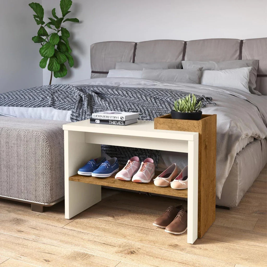 Sapateira Londres - Off White/Freijó